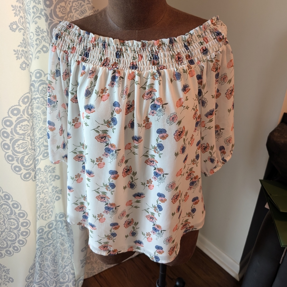 Pleione Pink Smocked 3/4 Sleeve Blouse